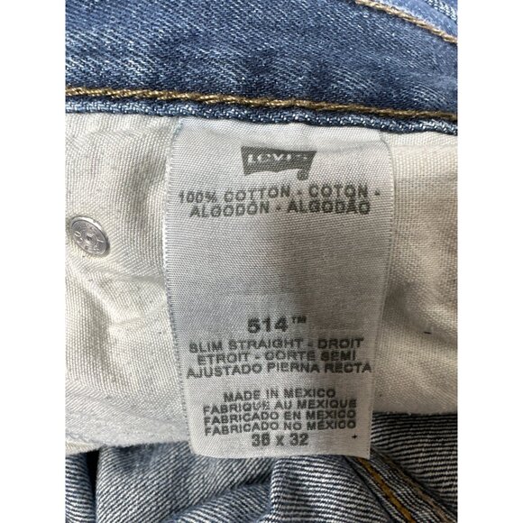 Levis 514 Slim Straight Mens Jeans 36x32 Blue Denim Classic Style - Picture 5 of 5